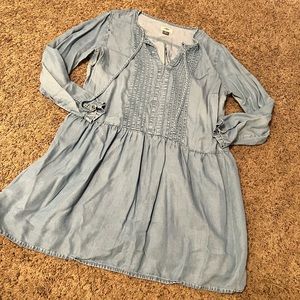Chambray long sleeve shirt dress (Petite)
